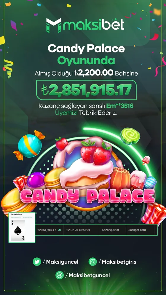 Candy Palace oyununda kazanan Maksibet üyesi