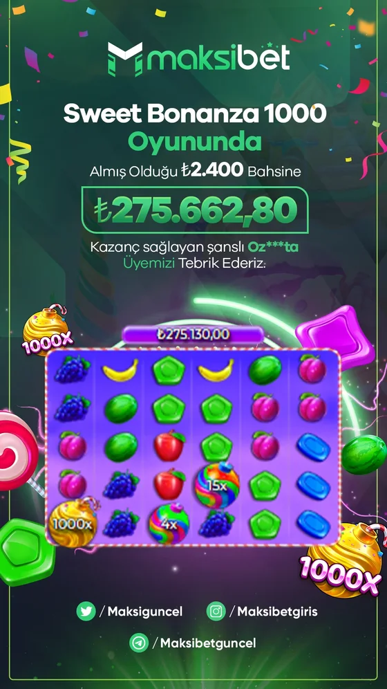 Sweet Bonanza 1000 oyununda kazanan Maksibet üyesi